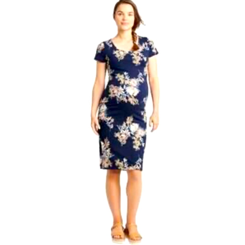 Isabel Maternity by Ingrid & Isabel navy blue floral dress size XS